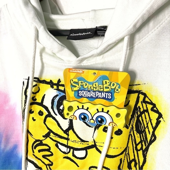 Nickelodeon authentic SpongeBob tie dye cropped hoodie sweater size S NWT - Picture 5 of 9